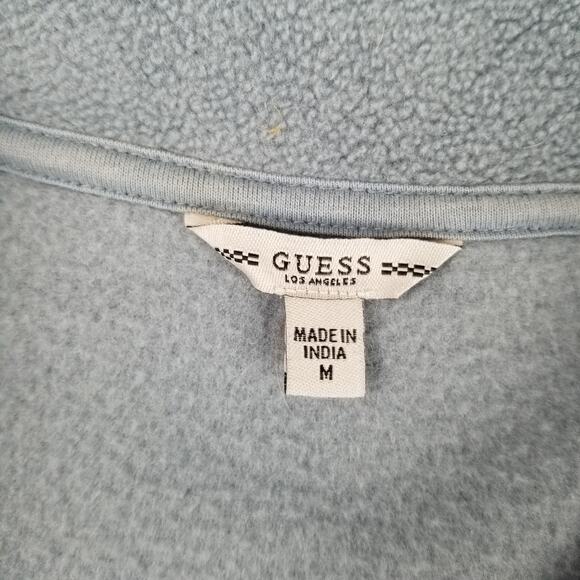 Guess Los Angeles Light Blue Fleece 1/4 Zip Pullover Top Shirt Sweater Medium - Picture 5 of 6